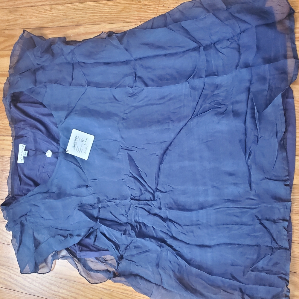 Lisa Tossa Silk Dark Blue Top Womens Sz M-l New